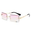 Nuevos Lentes de Sol Cuadrados sin Montura, Lentes de Sol de Moda para Mujer, Pose Trendy Europea y Americana, Forma Cóncava, Lentes de Sol Transfronterizos
