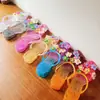 Zapatos de Gelatina para Mujer, Sandalias de Moda Estilo Coreano para Exterior, Sandalias Planas Transparentes de Punta Abierta de Lujo Ligero, Zapatos Transparentes, Accesorios de Flores, Zapatos de Playa