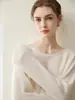 Estilo perezoso sensación relajada sin costuras de un solo hombro suéter de cachemira pura para mujer delgado suéter base de punto suelto pullover