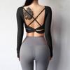 Ropa deportiva para mujer, otoño e invierno, nueva camiseta deportiva con hermosa correa para el pecho, hermosa espalda, entrenamiento, ropa de yoga de manga larga