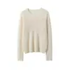 Suéter de punto fino Jacquard 100% cachemira para mujer, jersey de cuello redondo, estilo fino, hilo brillante, corte ajustado, tejido suave y acogedor, moderno