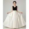 Vestido de noche de gala para niña, elegante vestido de satén para el cumpleaños de una niña pequeña, atuendo para la actuación de piano y violín de anfitriona