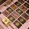 Cartas de Tarô Waite Mini Douradas Clássicas, 78 Cartas, Portátil e à Prova d'Água