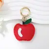 Chaveiro de Couro PU para Bolsa de Venda Quente Transfronteiriça, Lindo Fruta Maçã de Algodão Preenchido com Couro, Chaveiro para Chave de Carro