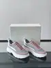 Sapatos plataforma de sola grossa com retalhos de malha e couro, tênis casuais estilo "dad shoes" com color-blocking na cor AM, fornecimento de comércio exterior transfronteiriço