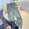 Jeans de Pierna Ancha Talla Plus para Mujer, Estilo Delgado de Verano, Nuevos Pantalones Rectos Estrechos Holgados Casuales Adelgazantes 2025