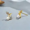 Brincos de tarracha de pérola cereja para mulheres 925 prata esterlina design personalizado moderno tarracha de osso da orelha joia de orelha de luxo leve temperamento de nicho