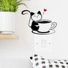 Pegatinas de Pared Creativas de Corazón de Gatito para Taza de Café para Sala de Estar, Fondo de Dormitorio, Decoración de Pared de Comedor, Pegatinas de Pared Desmontables