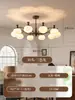 Lámpara de araña para dormitorio y sala de estar de estilo medieval, luz principal atmosférica para pasillo principal americano, lámparas de color nogal retro para restaurante, protección ocular