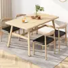 Mesa de comedor simple y moderna para apartamentos pequeños, adecuada para uso doméstico, restaurantes de comida rápida y espacios comerciales; mesa rectangular para propiedades de alquiler