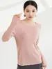 Nueva Camiseta Básica de Lana de Cuello Redondo para Primavera y Verano para Mujer de Color Sólido Simple de Manga Larga talla extra Suéter Casual Suéter de Moda