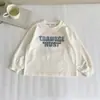 Camiseta infantil de algodão manga longa da moda, coleção primavera/outono 2026, design estiloso de gato para meninos, peça básica fashion para meninos, qualidade de exportação