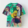 Patrón de Grupo de Chicas Cazadoras de Brujas K-Pop Patrón 3 Impresión 3D Transfronterizo Chicas Casual Cuello Redondo Manga Corta Camiseta Venta Directa de Fábrica Suministro