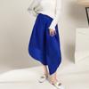 Pantalones plisados para mujer talla grande cintura elástica pantalones de pierna ancha sueltos Miyake de forma especial pantalones casuales asimétricos tipo farol harén