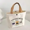 Bolsa de Lona con Oso Estilo Nuevo 2025 Bolsa Portátil para Almuerzo Bolso de Mano Artístico de Dibujos Animados Lindos Bolsa de Regalo para Mujeres