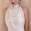 Colar Coreano Dongdaemun Retrô Multicamadas de Pérolas Sintéticas Corrente Longa Versátil para Suéter Joia Cheongsam Corrente de Bolas