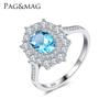 Anillo Pag&Mag Plata de Ley 925 Circonita Incrustada Micro Zafiro Anillo de Dedo Joyería de Atmósfera de Moda Europea y Americana Venta al por Mayor