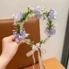 Coroa de Flores Rosa Fada Headpiece Faixa de Cabeça Estilo Mori Menina Adulta Flores Artificiais Faixa de Cabeça Acessórios de Cabelo Flor na Cabeça Adereços para Fotos