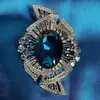 Broche de alta calidad, sentido nicho, azul zafiro, pasador metálico vintage, femenino, cristal Shijia, accesorios de corsage de alta gama, en stock, al por mayor