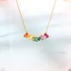 Collar Rectangular de Diamante Arcoíris de Plata de Ley S925 para Mujer, Romántico y Versátil, Lujo Ligero con un Toque de Alta Gama, Cadena para Clavícula, Venta Directa del Fabricante