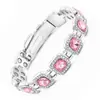 Pulsera Magnética de Moda Color Oro Rosa y Diamante Verde para Mujer, Pulsera Magnética con Esmeralda Cuadrada Grande Incrustada con Diamantes, de TikTok Transfronterizo