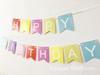 Color arcoíris Feliz cumpleaños banderín cola de pez bronceado decoración de guirnalda para fiesta de cumpleaños pancarta de papel
