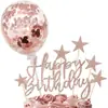 Tarjeta de cumpleaños de estrellas inglesas transfronteriza flash decoración de pastel de cumpleaños globo insertable tarjeta de cumpleaños de pastel