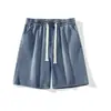 Pantalones Cortos de Mezclilla para Hombre, Estilo Veraniego Delgado, Pantalones Casuales Sueltos de Cinco Puntos, Marca de Moda Americana, Pantalones Rectos Lavados con Cintura Elástica