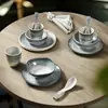 Estilo Nórdico Gris Patrón Arena Imitación Porcelana Vajilla Set Tazones, Platos, Cucharas Sopa, Melamina Mesa Configuración Juego de Cuatro Piezas Restaurante Hotel Mayoreo