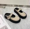 Outono 2024 Novo Bico Baixo Solado Grosso Estilo Coreano Suave Sapatos Bidirecionais Casuais Femininos Estilo Francês Miffin Mary Jane Sapatos