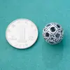 Cuentas Espaciadoras de Bola Trenzada de 16 mm Plata Pura S999 Retro Viejo Tallado Calado Flor de Hortensia Cuentas de Plata Juguete DIY Accesorios para Pulseras