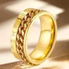 Anillo de Acero Inoxidable Hip-Hop para Hombre Nicho Ins Giratorio Descompresión No se Desvanece Joyería de Acero de Titanio Joyería de Mano Venta al por Mayor