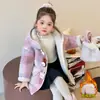 Casaco de Inverno Estiloso com Forro de Fleece para Meninas Pequenas Casaco de Lã de Cordeiro para Menininhas Moda Outono/Inverno Engrossado Bebê Menina