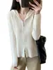 Y estilo simple~100% lana cremallera de doble sentido ajuste ceñido tejido de canalé cárdigan para mujer 26 nuevo otoño/invierno H091817