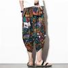 Calças Masculinas de Verão de Perna Larga Calças Tailandesas Masculinas Largas Bloomer Modernas Plus Size Cropped Drop Calças Masculinas Florais