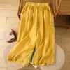 Nuevo top bordado de algodón y lino para mujer talla grande, holgado y adelgazante, moderno + pantalones largos de algodón y lino, conjunto elegante