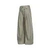 Cintura deconstruida con diseño de botón, pantalones de pierna ancha, nueva colección de otoño, plisados y fluidos, estilo de pierna curva, pantalones largos casuales de nicho para hombre