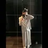 Pijama de Seda Gelo de Manga Longa com Estampa de Bolinhas de Alta Qualidade para Mulheres, Novo Estilo Primavera/Outono, Tamanho Plus Size, Conjunto de Roupa de Casa em Cetim, Pode Ser Usado ao Ar Livre