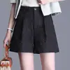 Shorts Jacquard para Mulheres Primavera e Outono 2026 Nova Moda Versátil Cintura Alta Solto Emagrecedor Linha A Perna Larga Calças Casuais