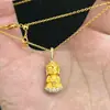 Colar Pingente Cabeça de Buda Bebê Fofo e Requintado com Diamante Pingente Antigo Tridimensional Novo Estilo Chinês Estilo Nacional Amuleto para Mulheres
