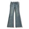 Pantalones acampanados de mezclilla estilo americano 2023 otoño e invierno lavados retro desgastados de cintura baja personalidad piernas largas alta elasticidad acampanados