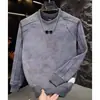 Nueva sudadera de moda otoño e invierno con diseño de patchwork tie-dye, cuello redondo, marca de tendencia para hombre con letras en relieve, top casual y versátil