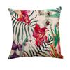 Promoção Quente da Amazon Capa de Almofada de Linho para Sofá ou Carro com Folhas de Flores Tropicais Pintadas à Mão