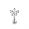 Pendientes de Acero Inoxidable Transfronterizos, Clavos para Labios, Clavos para Hélice, Flor con Circonitas Microincrustadas, Forma de Cruz, Joyería para Perforaciones al por Mayor