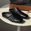 Chinelos Quadrados de Couro Plissado, Mocassins, Tamancos Birkenstock Quadrados para Homens e Mulheres, Sapatos Derby, Meia-Chinelos Casuais