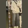 Sudadera con capucha de una pieza estilo americano para mujer, tallas grandes, para otoño e invierno, estilo perezoso, fiesta de estudiantes, cárdigan holgado, top, chaqueta