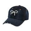 Sombrero de Mujer Explosiones Transfronterizas Lindo Perla Vintage Denim Ajuste Gorra de Béisbol Personalidad Única Lazo Fiesta Parasol