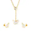 Moda Europeia e Americana Criativa Simples Versátil Nicho Diamante Branco Borboleta Metal Colar Conjunto de Joias Transfronteiriças Feminino