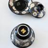 Gaiwan de Cerâmica Esmaltada Preta com Design Antigo Azul e Branco, Inspirado na Prece do Pavilhão das Orquídeas, Conjunto de Chá Kung Fu para Preparar Chá em Casa, Porcelana Preta Estilo Chinês Moderno