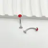 Paquete de piercing para ombligo de titanio F136 con barra curva, uña con fondo plano de taladro checo, joyería para piercing de cuerpo de aleación de titanio G23, anillo para ombligo